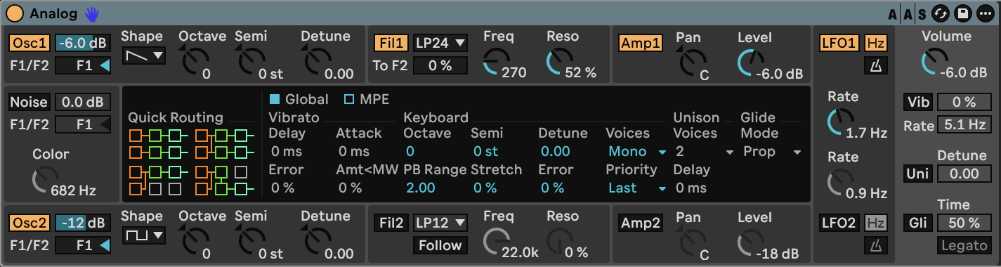 Analog settings for Copper Circuit