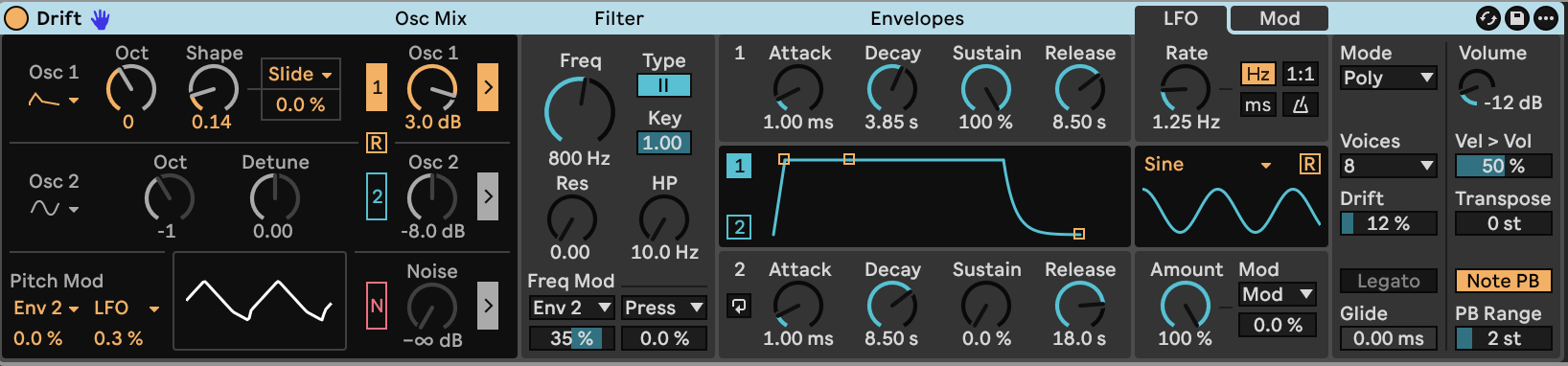 Drift settings for Faded Circuit Keys