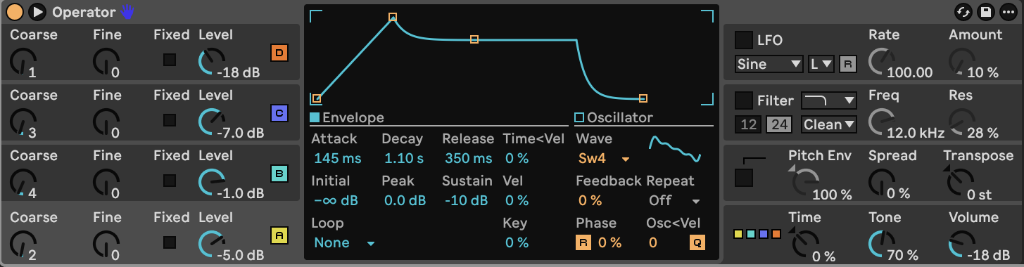 Operator settings for Falling Spectral Lead