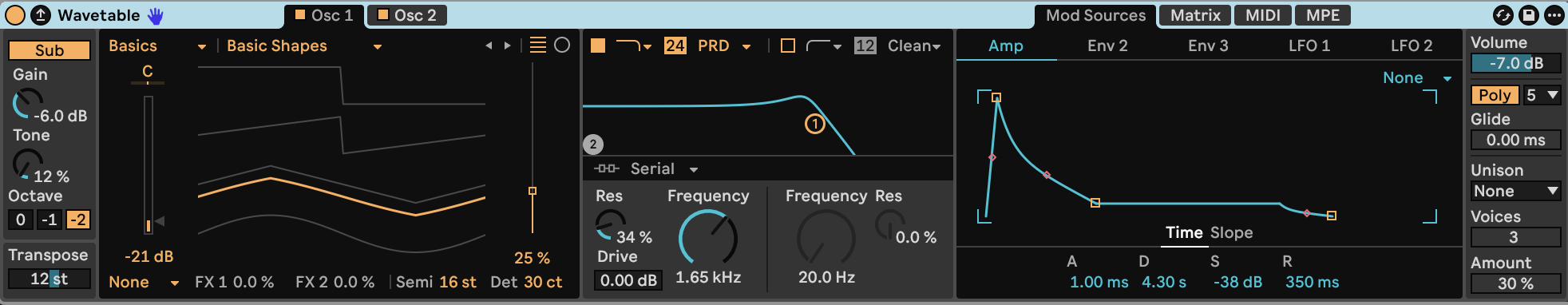 Wavetable settings for Lo-Fi Bell