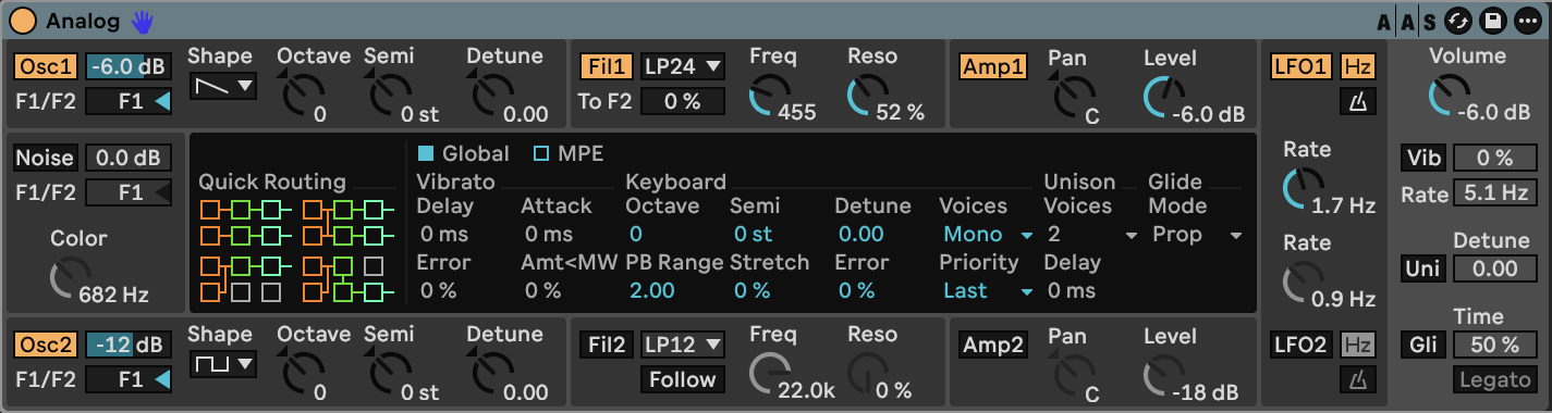 Analog settings for Pewter Loom