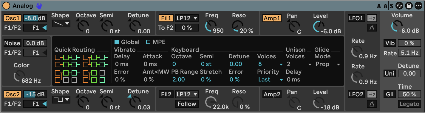Analog settings for Solar Brass